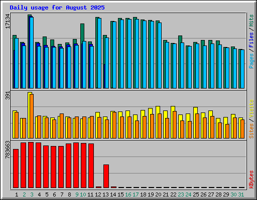 Daily usage for August 2025